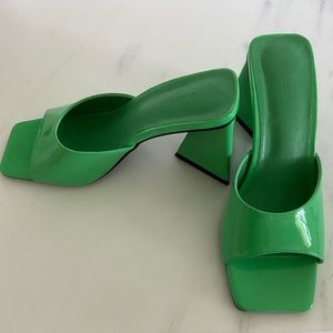 Faux Leather Heeled Mule